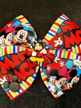 Mickey Mouse Multi-Color Bow Hair Clip